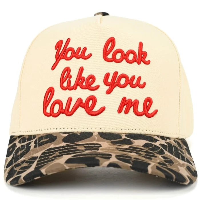 You Look Like You Love Me Embroidered Leopard Trucker Hat