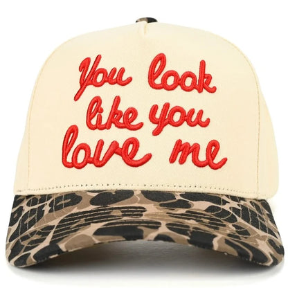 You Look Like You Love Me Embroidered Leopard Trucker Hat