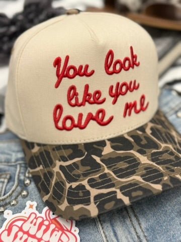 You Look Like You Love Me Embroidered Leopard Trucker Hat